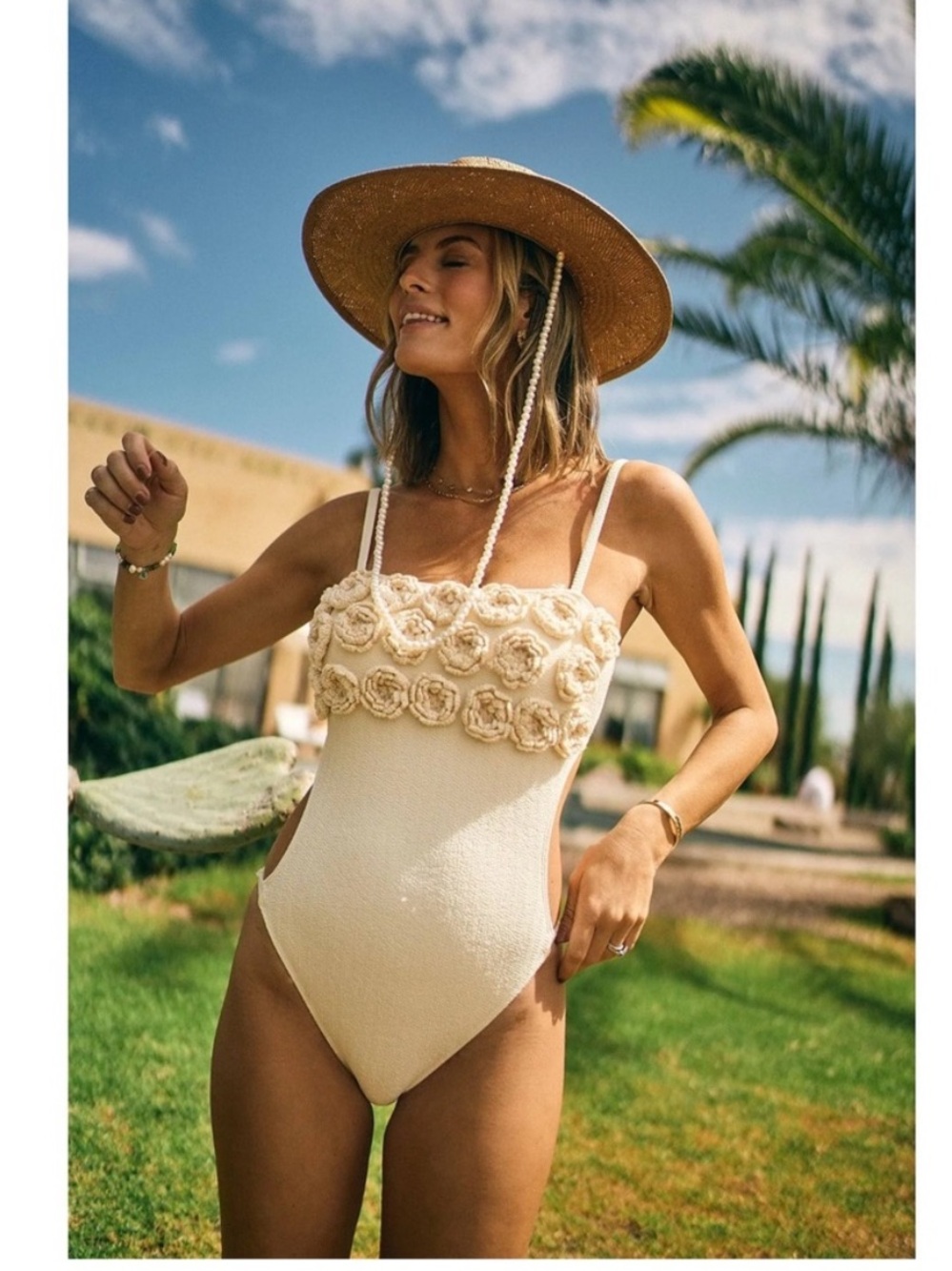 NWT Antonio Melani x M.G.
Style Capri Textured Cut Out
Crochet Floral Swimsuit
